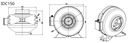 STERR IDC150 - 150 mm Keskipakoistuuletin, Kestävä metallikotelo, 680 m³/h, 110 W