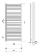 STERR EVR12050BE - 1205×540×65 mm Sähköpatteri, 600 W, Matt Black