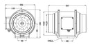 STERR DFA125 - 125 mm Kanavatuuletin, kaksinopeuksinen moottori, 248 m³/h, 28 W